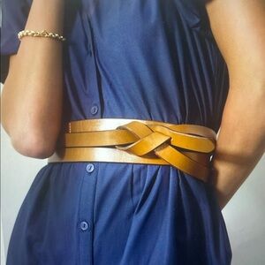 NEW BROCHU WALKER  Tan Leather wrap Belt